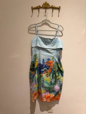NWT Anthropologie Light Blue Spaghetti Strap Floral Garden Dress